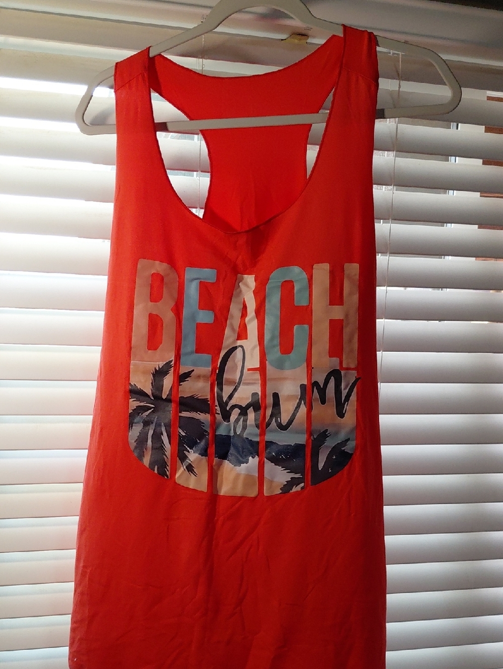 Women's Coral Beach Bum Graphic Tank Size 1XL